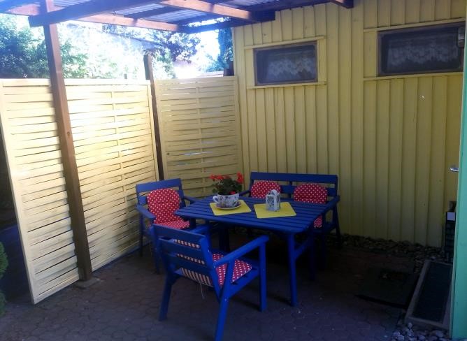 Müritz Ferienhaus Terrasse mit Raucherecke